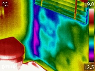 A thermal image of a bathroom taken by Thermalume