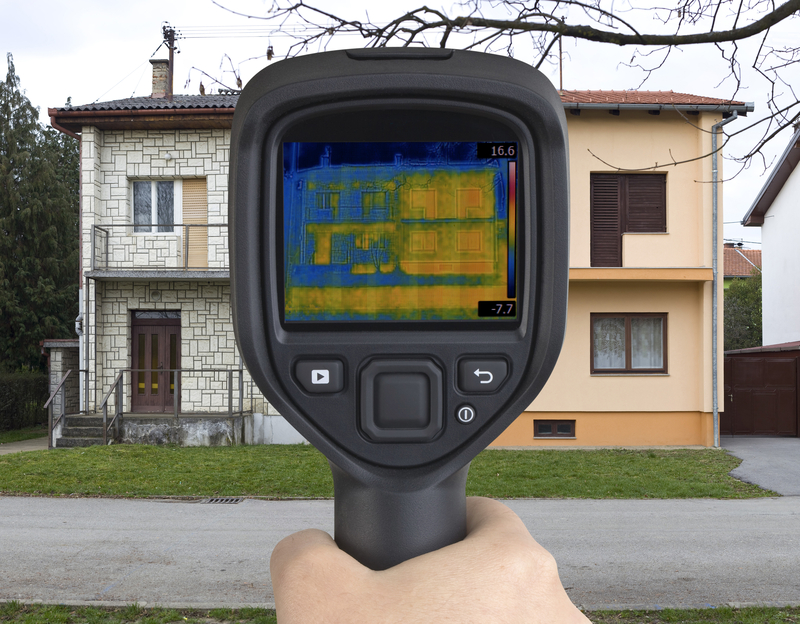 Thermal Image of Semi Detached Houses with Infrared Camera for domestic home thermal imaging survey 